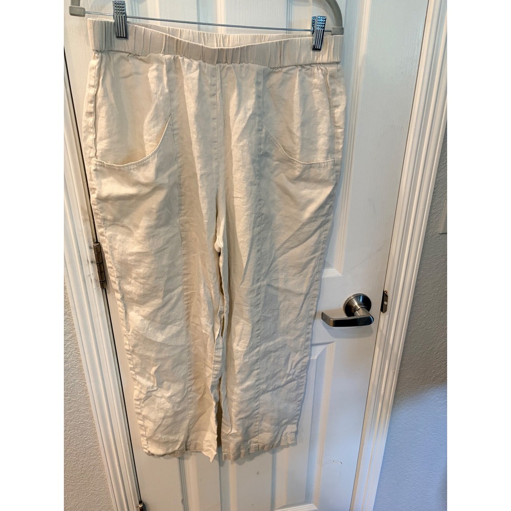 Quince Linen Pants Cream Wide Leg Elastic Waist Sustainable Summer Trousers